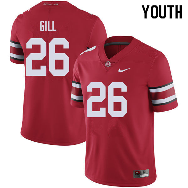 Ohio State Buckeyes Jaelen Gill Youth #26 Red Authentic Stitched College Football Jersey
